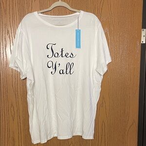 Draper James Cream Tee with Blue Logo